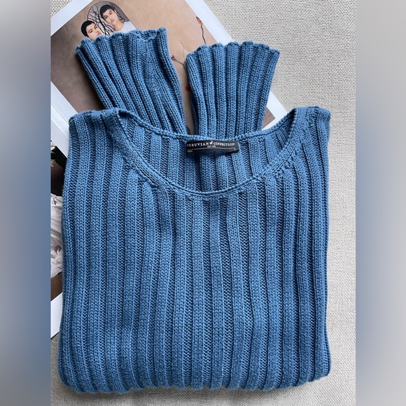 Peruvian Connection Rowe Ribbed Sweater In Blue Size S - Picture 12 of 15